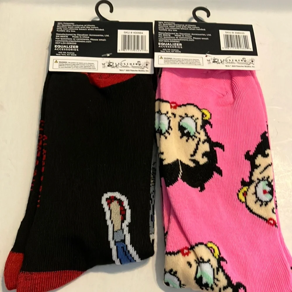 Betty Boop Casual Socks Black and Pink‎
